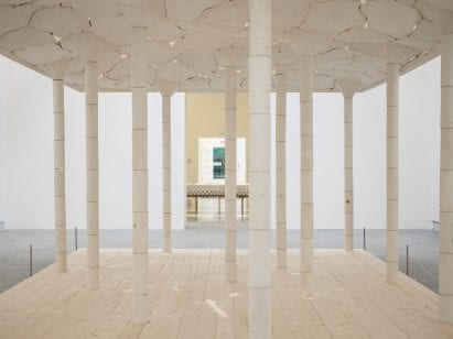 Stone installation at the Central Pavilion of the Giardiani