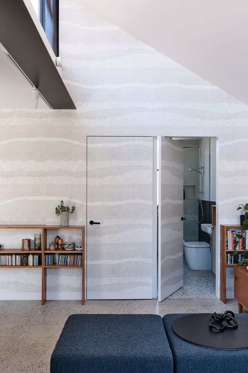 Wallpaper covers the walls