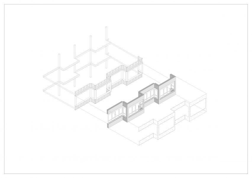 Facade construction drawing of the social housing by Barrault Pressacco