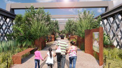 Render of a family at the viaduct