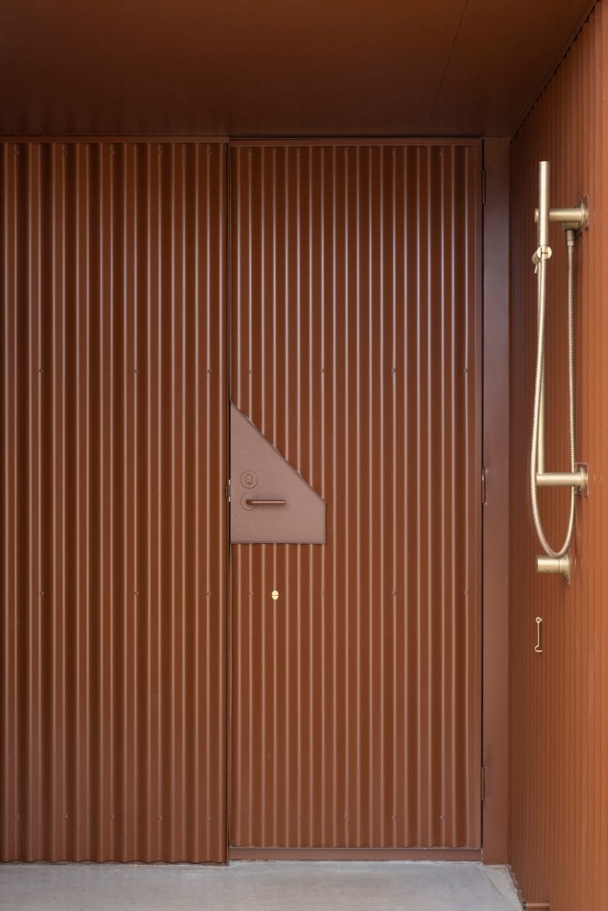 it has a metal entrance door