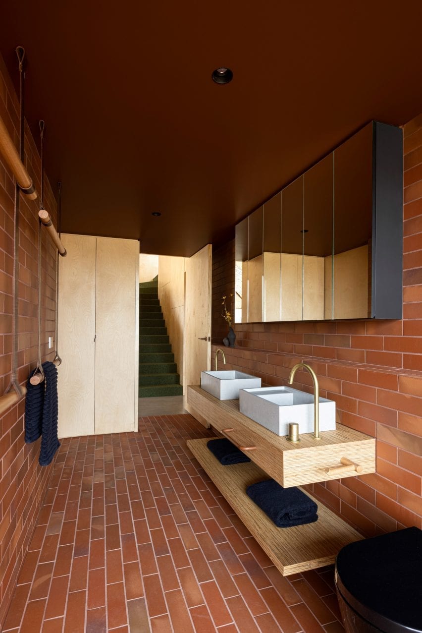 brick covers the bathroom