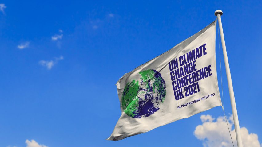 COP 26 logo on flag