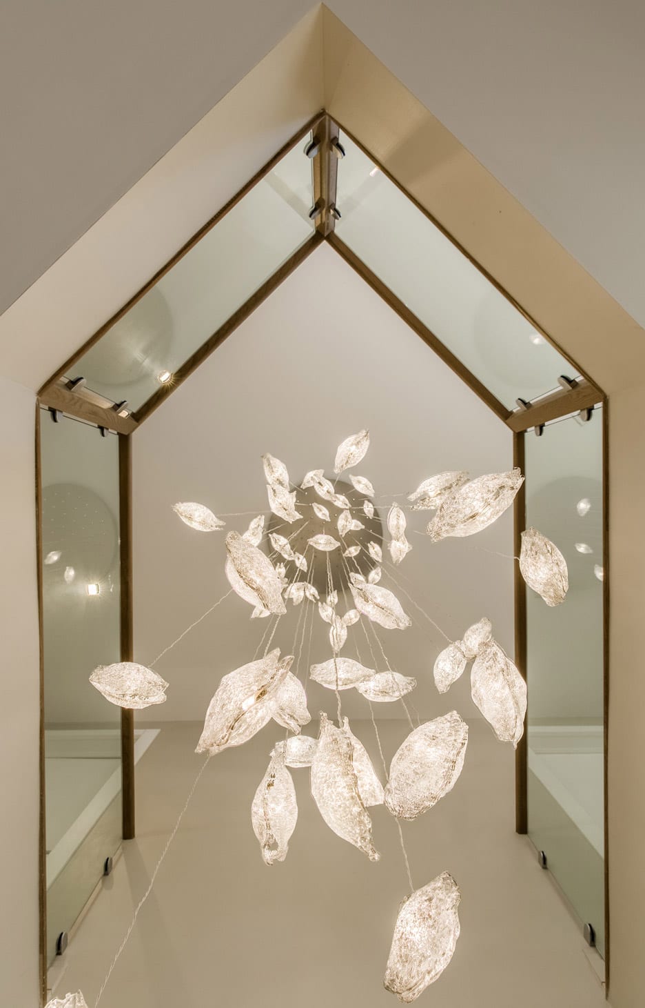 Hanging pendant lights seen from below