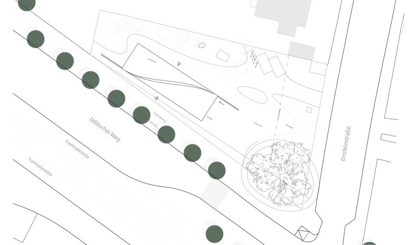 Site plan of Cube by Henn
