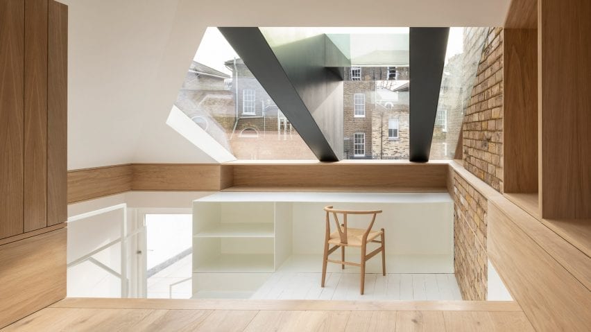 A home office in a loft