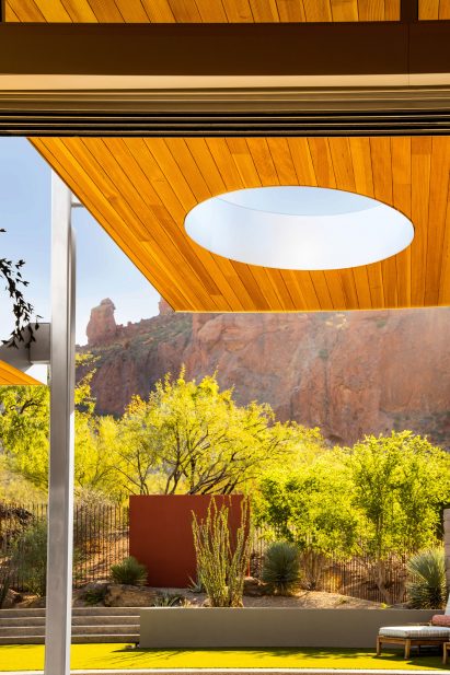 The canopy has a circular opening