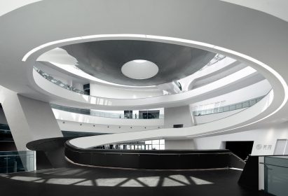 Inverted dome in museum entrance hall