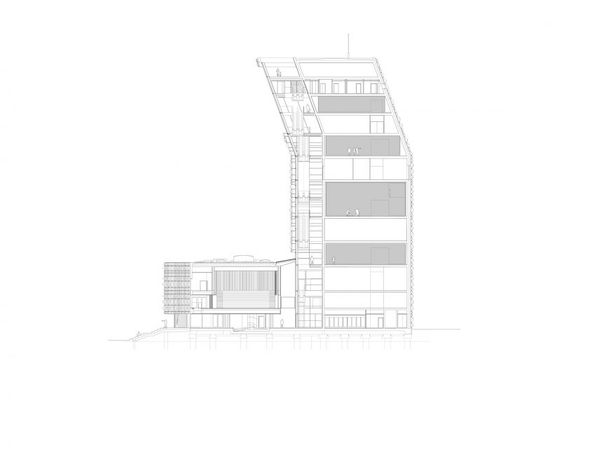 long section of the building