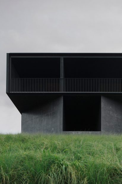 A black concrete house