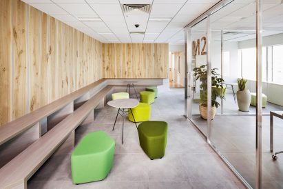Cybernet headquarters lobby break-out space