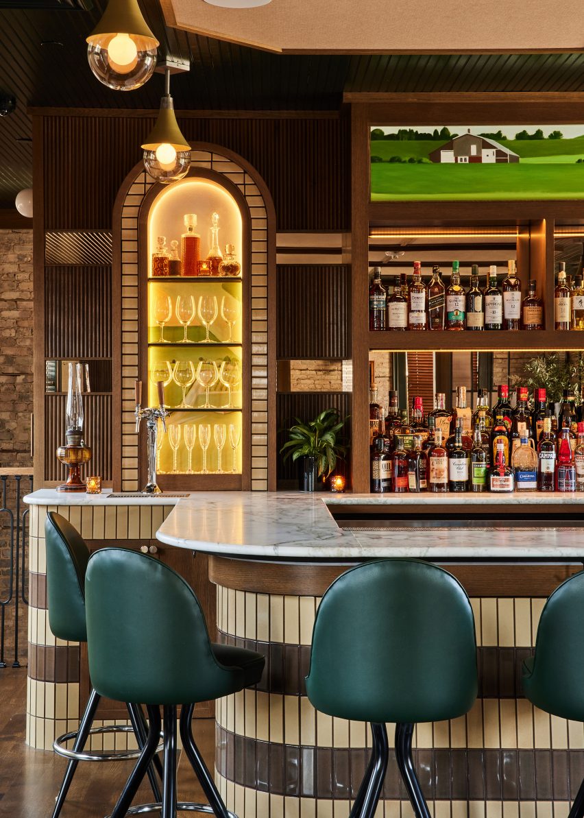 Upstairs bar with custom artworks