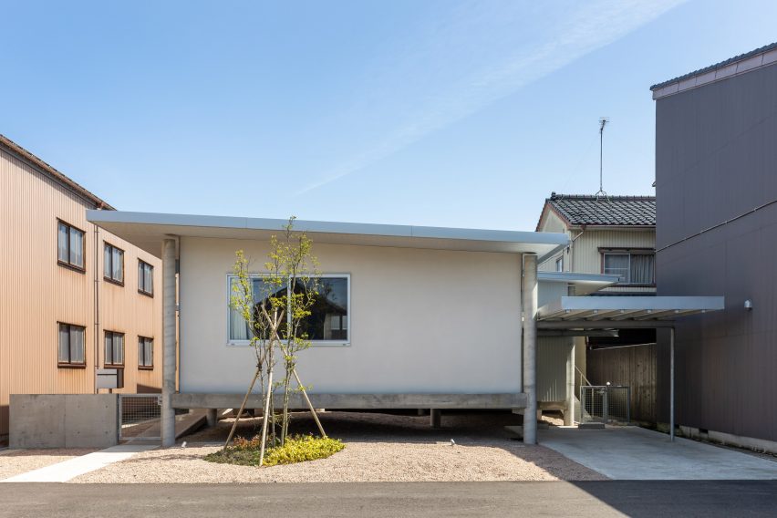 A house elevated on stilts