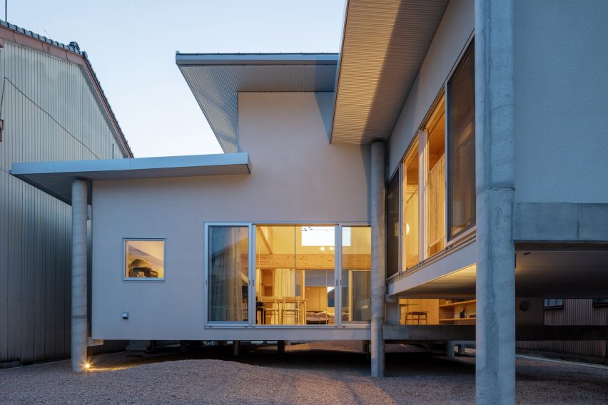 A house elevated on stilts