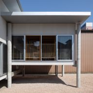 A Japanese house lifted on stilts