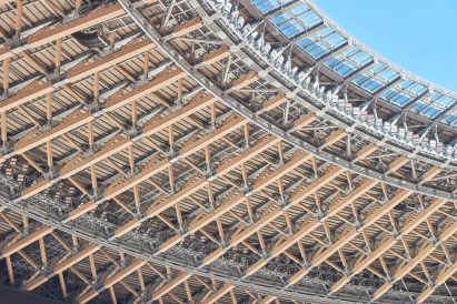 A timber and steel roof structure
