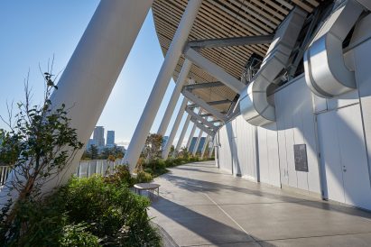 A walkway outside Japan National Stadium