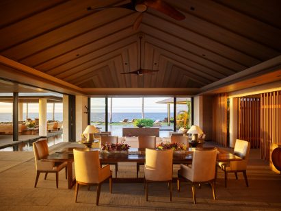 The villa is perched on lava