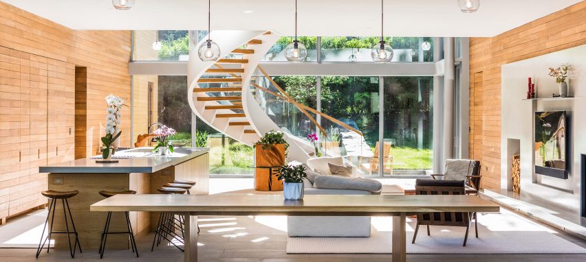 Spiral staircase living room Princeton Studio PHH