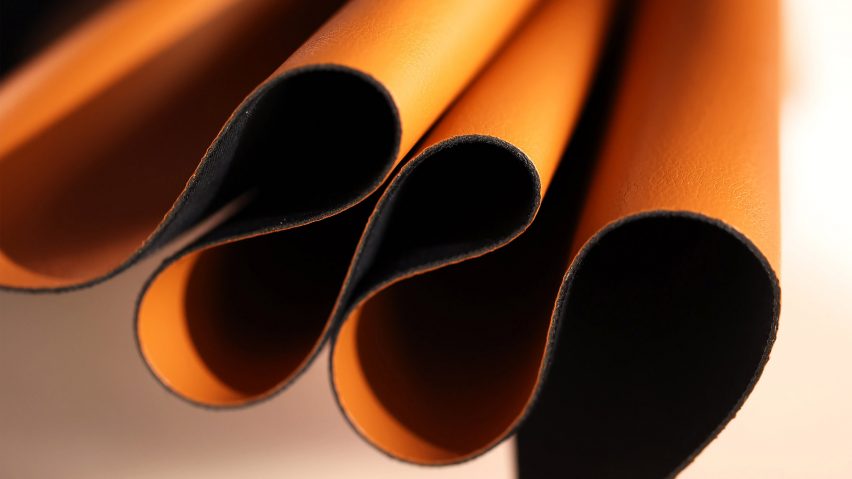 Close up of folded leather created by Beyond Leather