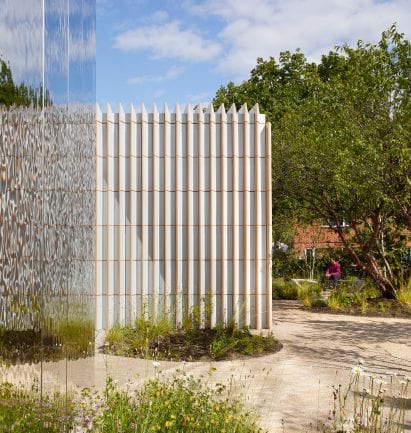 A wall made from ceramic blocks
