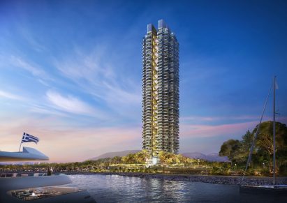 A visual of a skyscraper in Greece by Foster + Partners