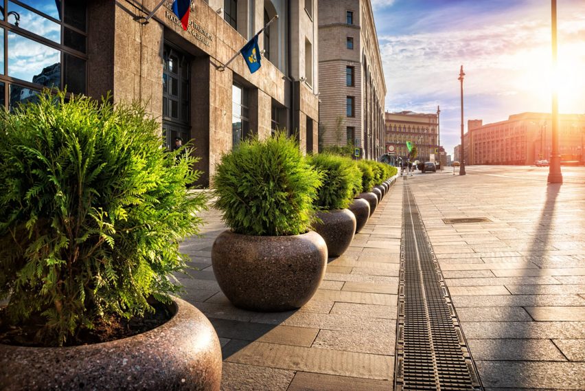 Large planters that function as vehicle protection