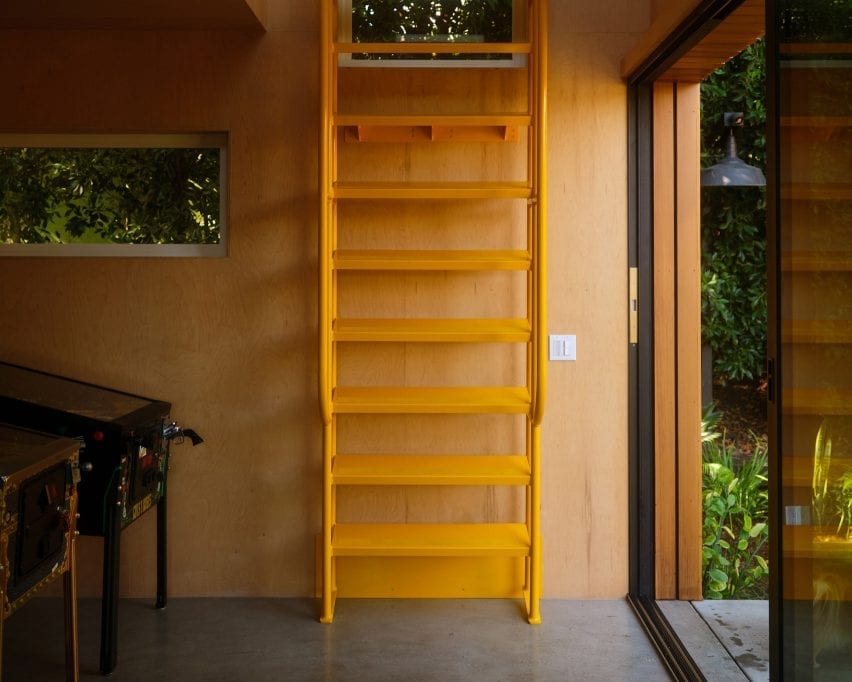 The guesthouse has a plywood interior