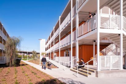 The shipping container apartments are called The Hilda L Solis Care First Village