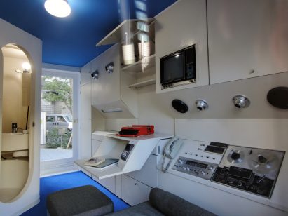 Interior of a capsule on display at a museum