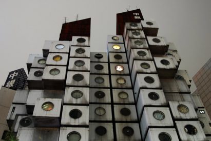 Nagakin Capsule Tower exterior in Tokyo