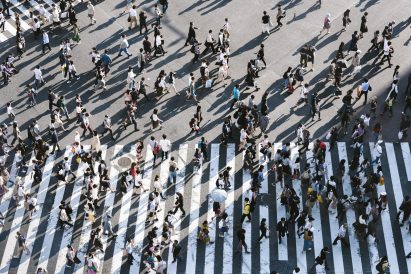 Crowded pedestrian crossing