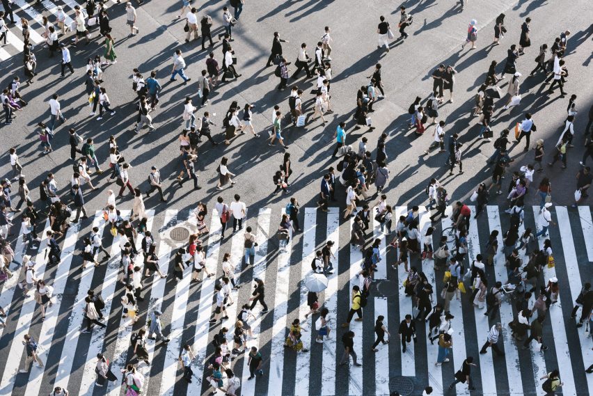 Crowded pedestrian crossing