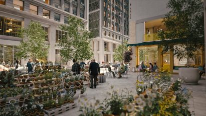 Render of a flower market in Manhattan