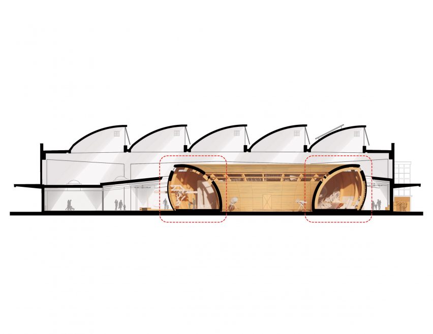 section drawing of the space