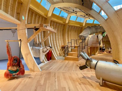 Sculptures were hung across the interior of the ark by Olson Kundig