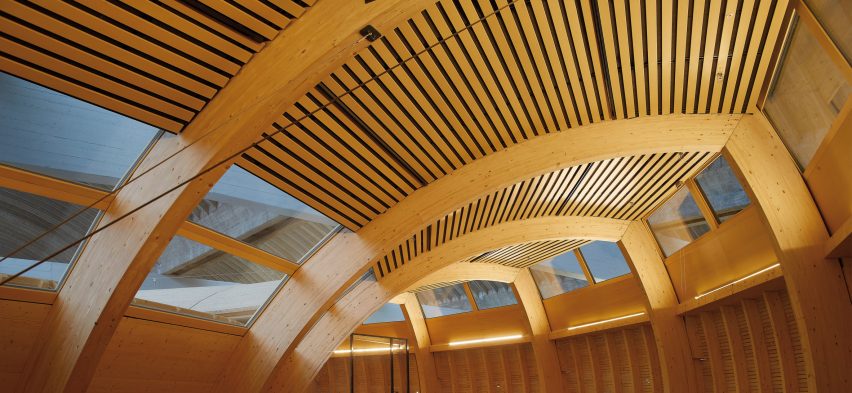 The interior is wood