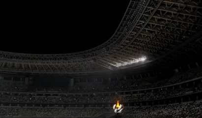 Olympic stadium with Olympic flame