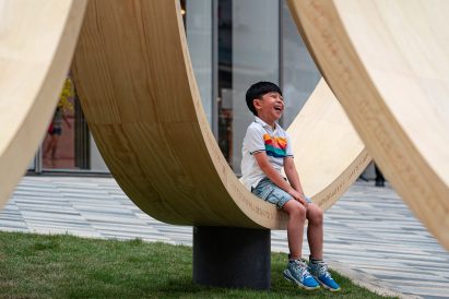 a child sits on time loop