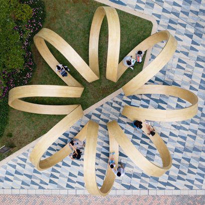 eight circling loops of timber form time loop