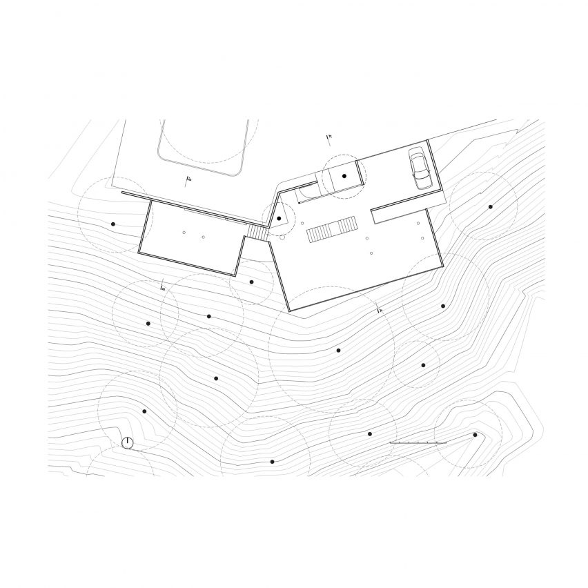 Upper level plan of the home