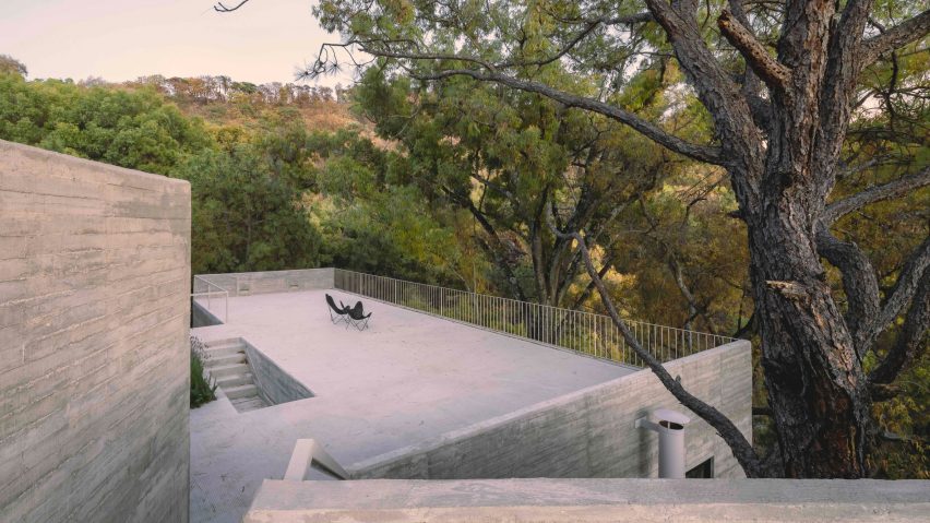 Terraces overlook the landscape