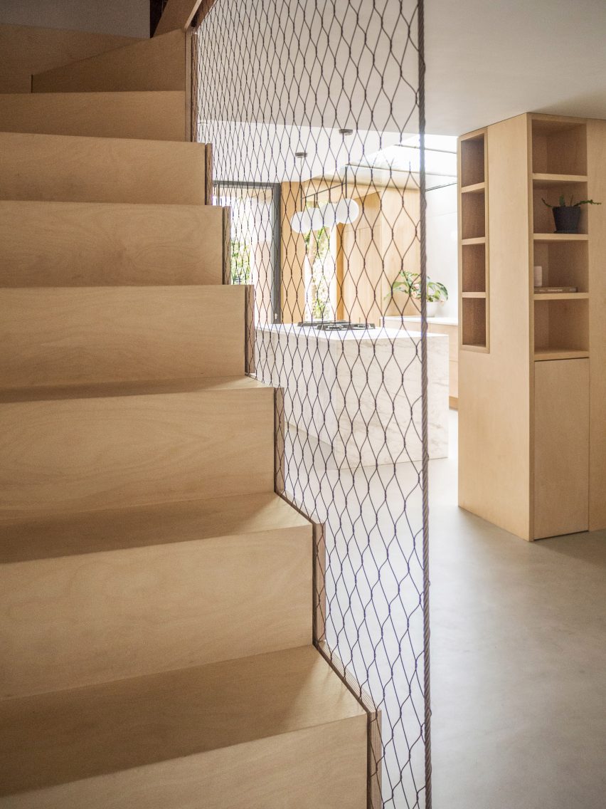 A wooden staircase