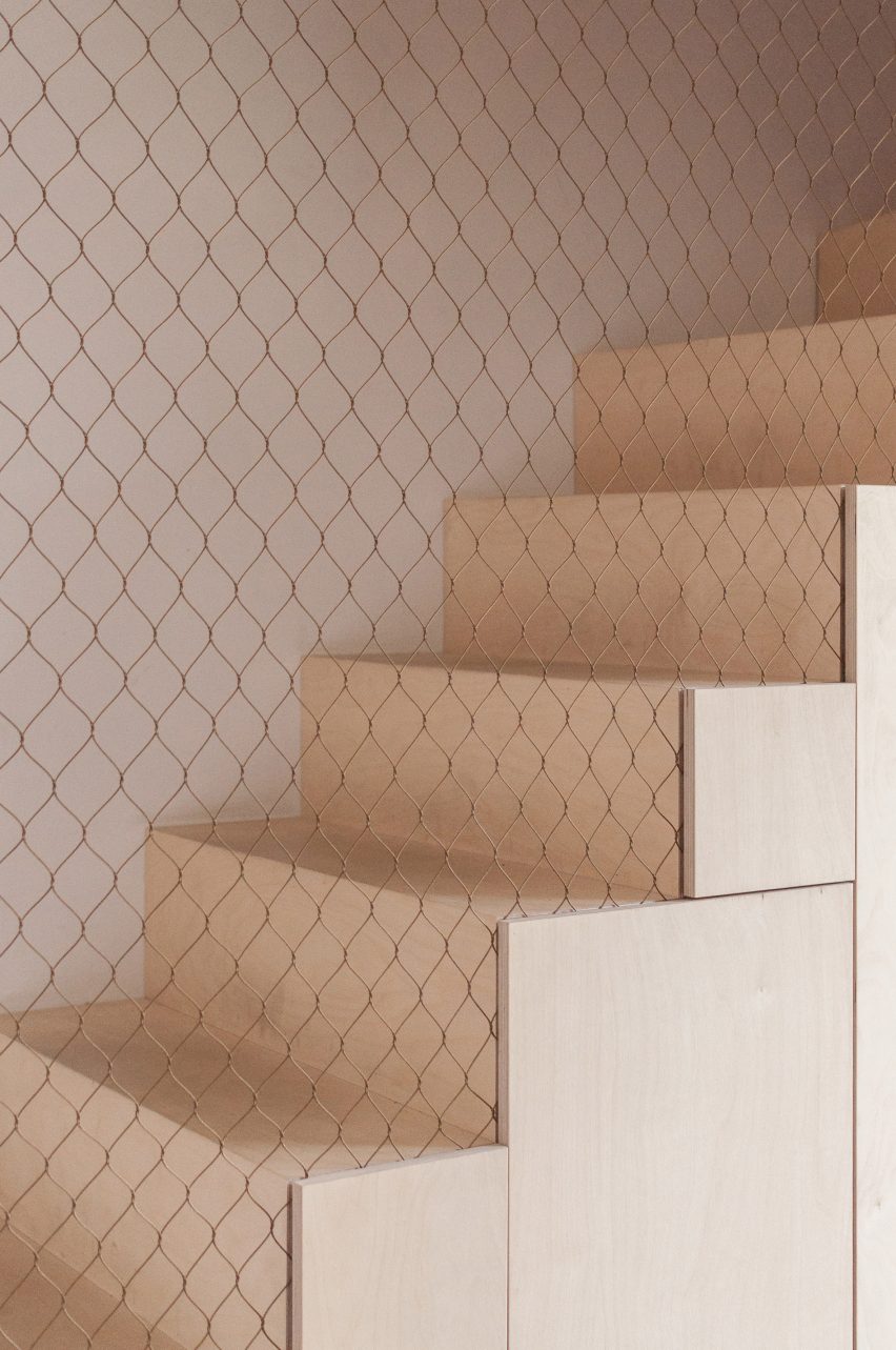 A wooden staircase