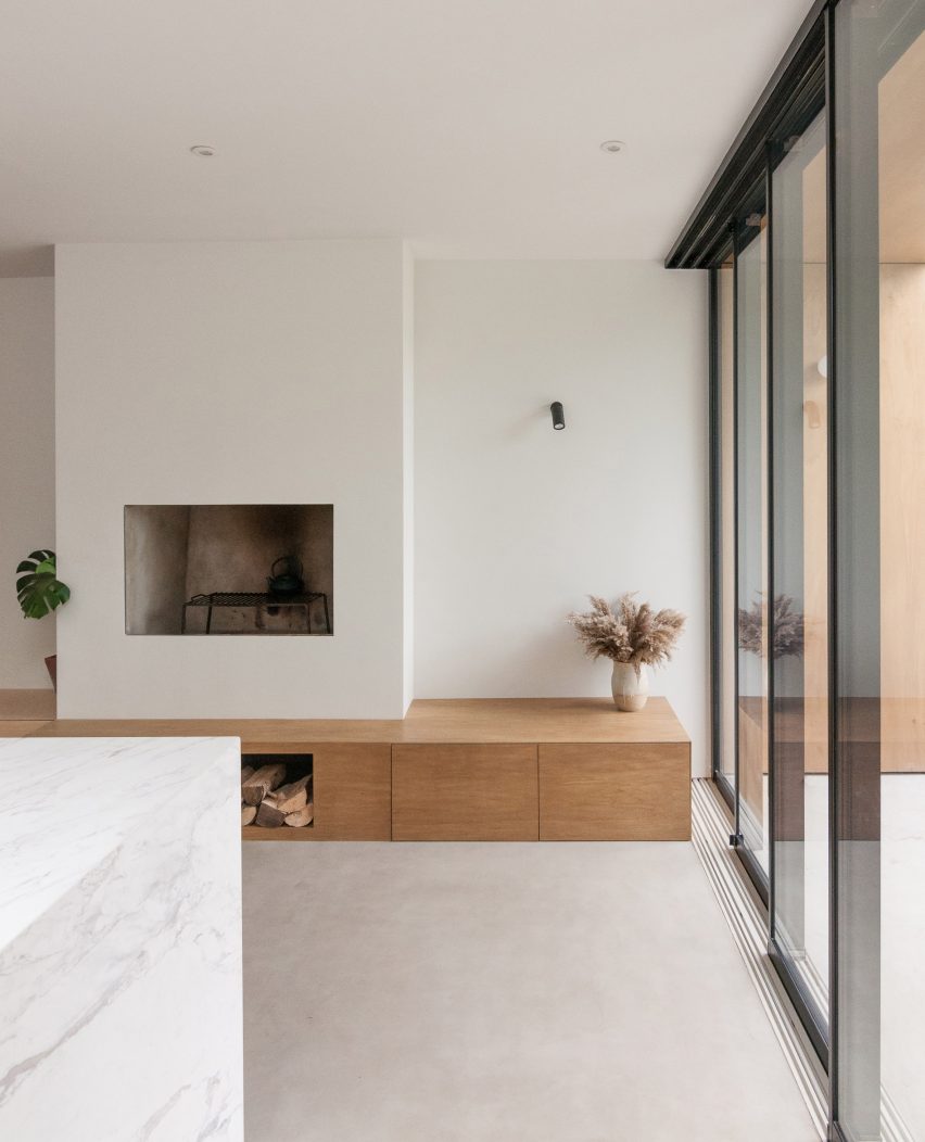 A white-walled kitchen