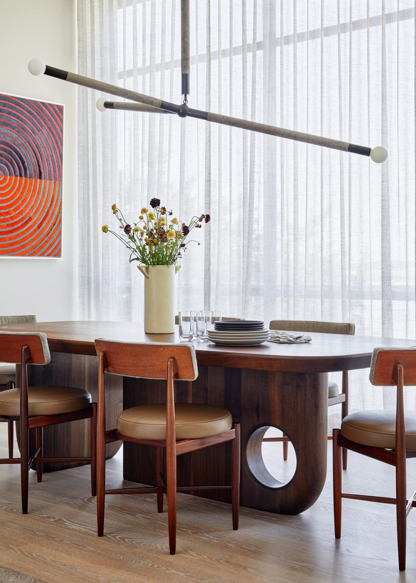 Dark wood dining table and chairs