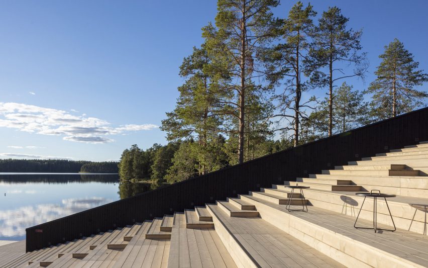 Stepped wooden seating