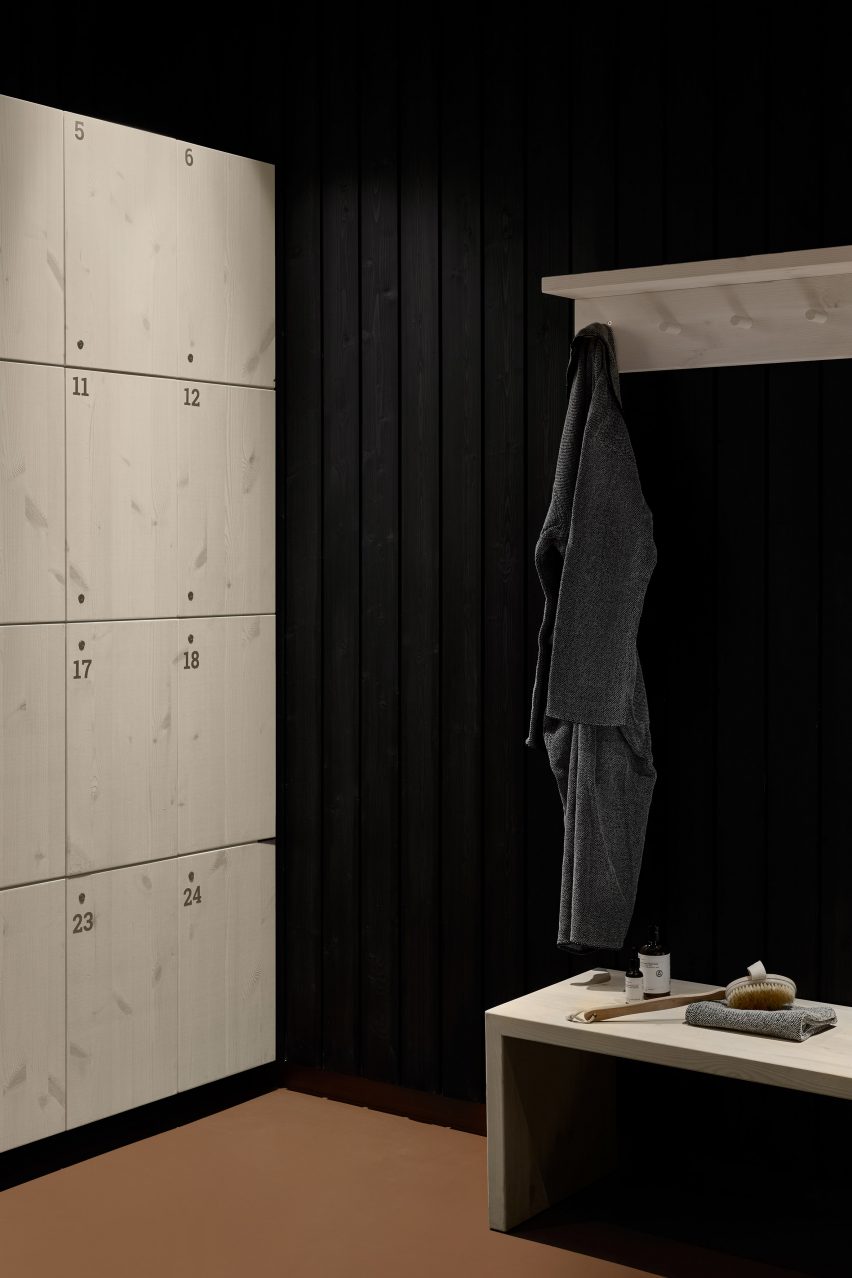A wellness centre locker room