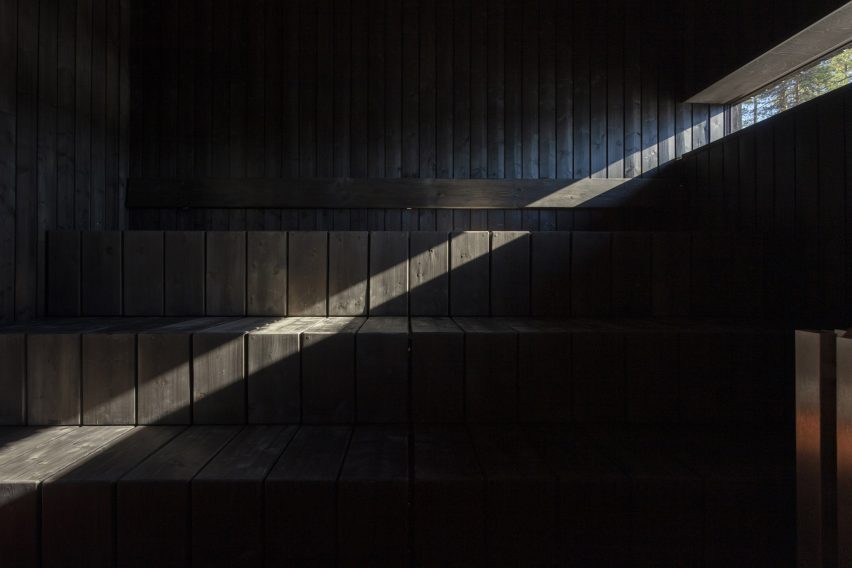 A black timber sauna