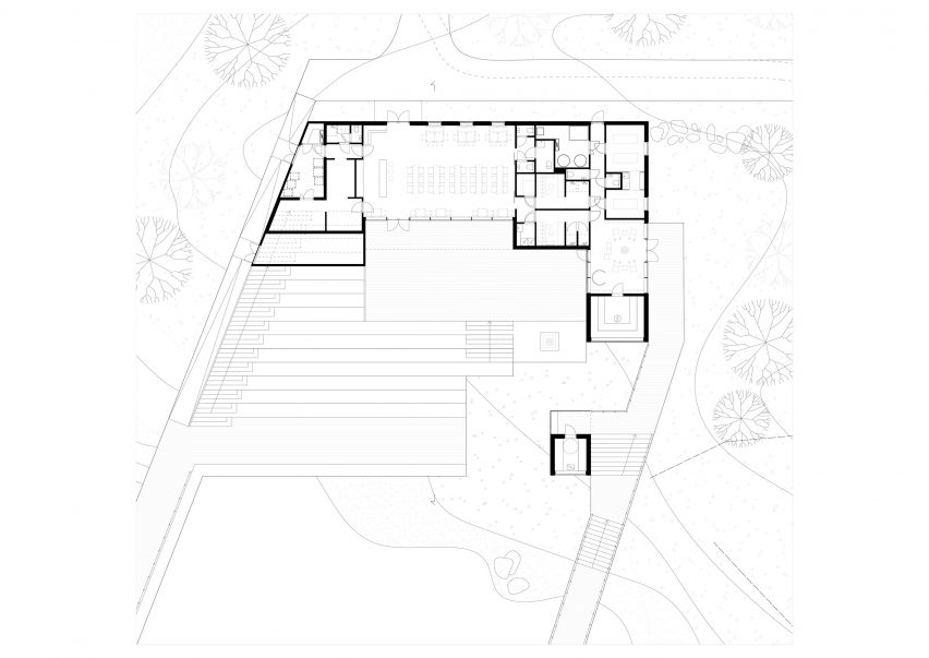 A floor plan of Saunaravintola Kiulu by Studio Puisto